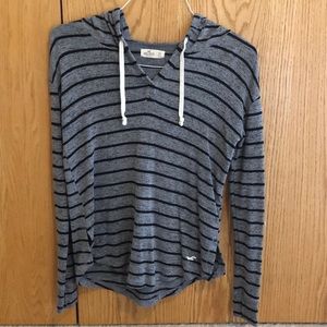 Hollister Black and Gray Striped Shirt